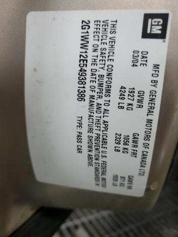 2004 Chevrolet Monte Carlo Ls VIN: 2G1WW12E549381386 Lot: 55571254