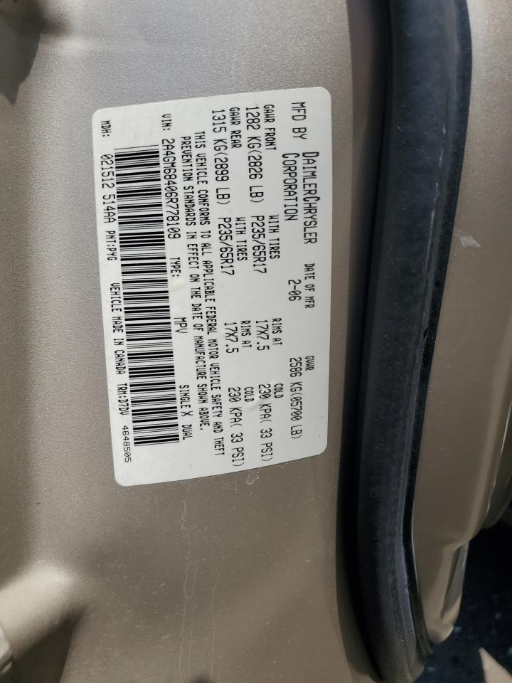 2A4GM68406R778109 2006 Chrysler Pacifica Touring