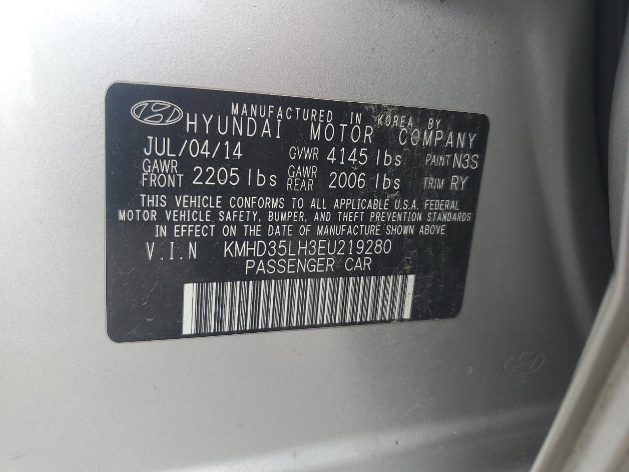 KMHD35LH3EU219280 2014 Hyundai Elantra Gt