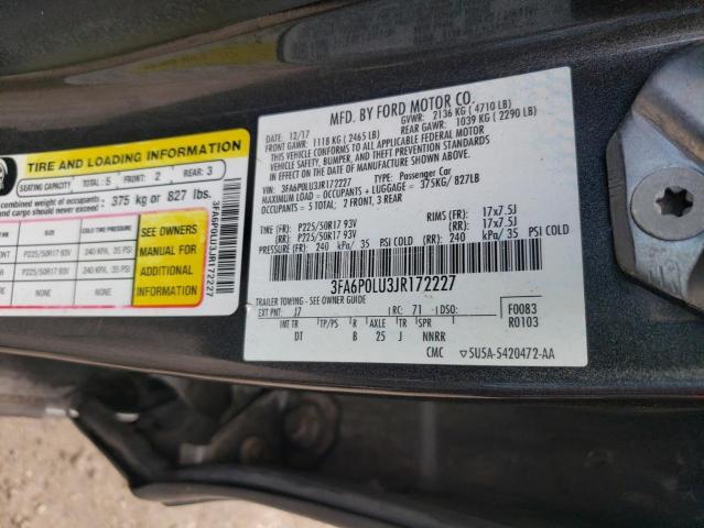 VIN 3FA6P0LU3JR172227 2018 Ford Fusion, Se Hybrid no.12