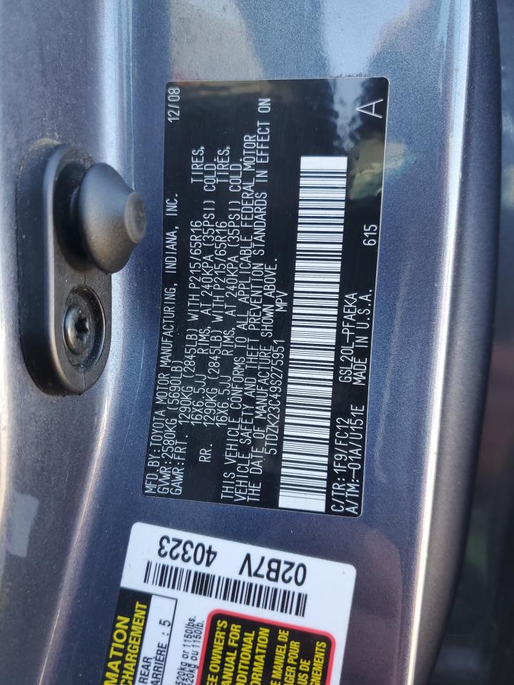 5TDZK23C49S275951 2009 Toyota Sienna Ce