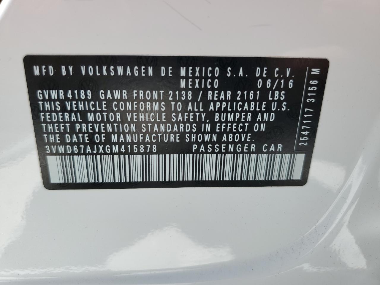 3VWD67AJXGM415878 2016 Volkswagen Jetta Se