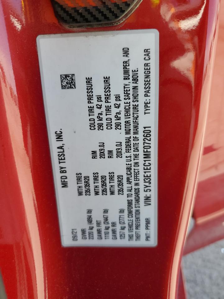 5YJ3E1EC1MF072601 2021 Tesla Model 3