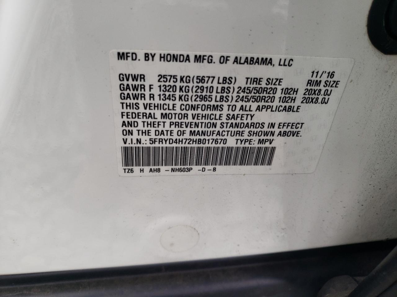 5FRYD4H72HB017670 2017 Acura Mdx Technology