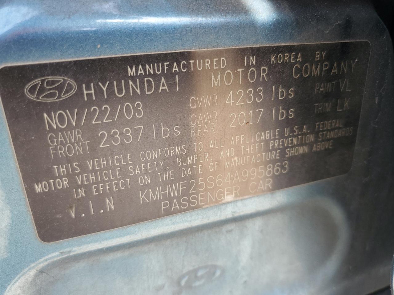 KMHWF25S64A995863 2004 Hyundai Sonata Gl