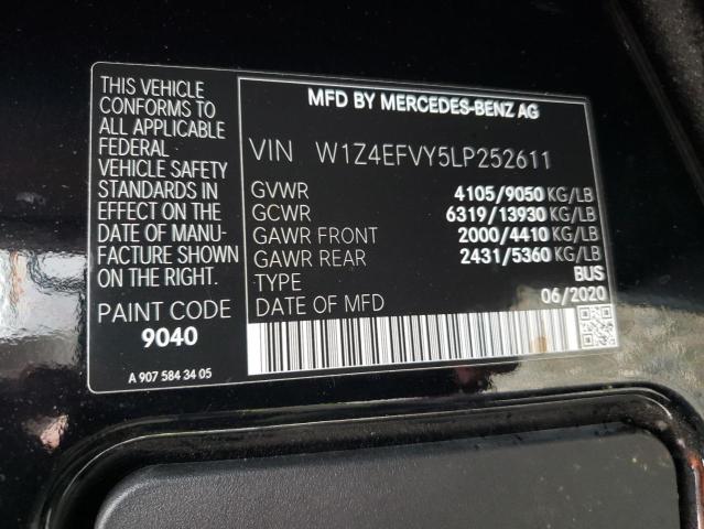 2020 Mercedes-Benz Sprinter 2500 VIN: W1Z4EFVY5LP252611 Lot: 54704094