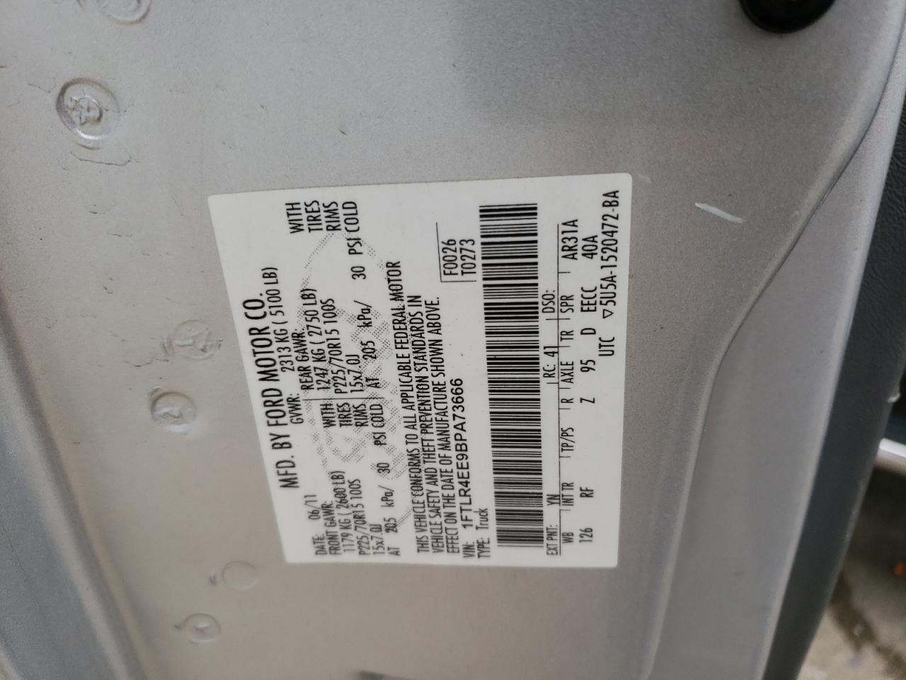 1FTLR4EE9BPA73666 2011 Ford Ranger Super Cab