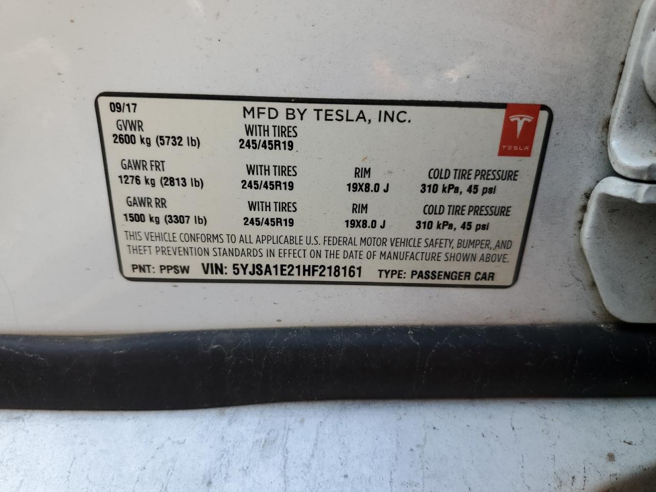 5YJSA1E21HF218161 2017 Tesla Model S