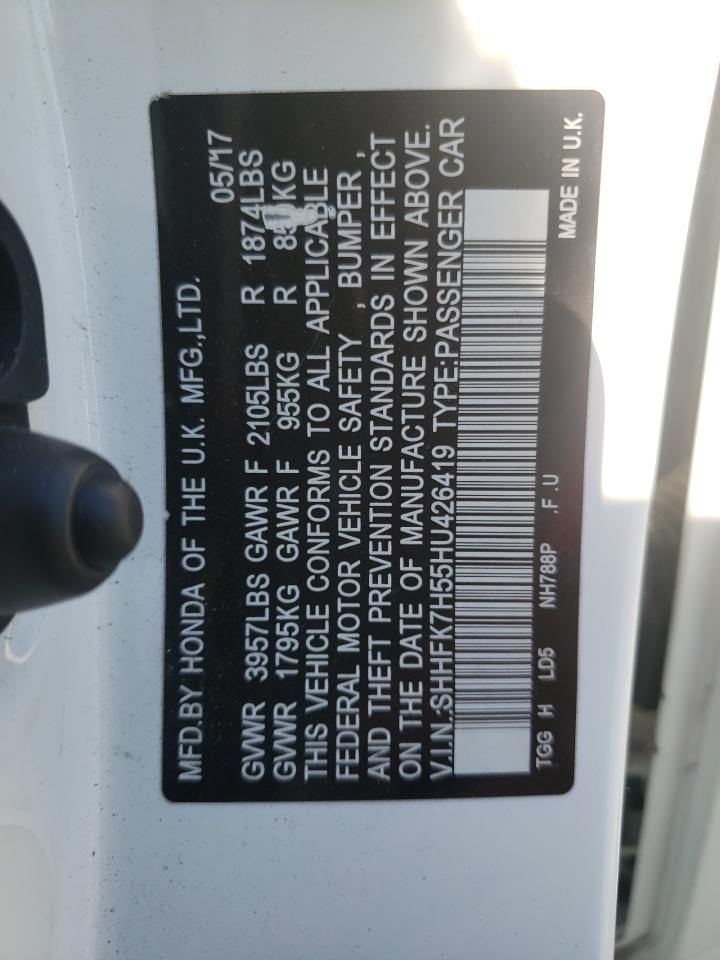 SHHFK7H55HU426419 HONDA CIVIC 2017