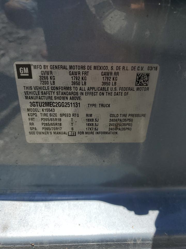 3GTU2MEC2GG251131 2016 GMC Sierra K1500 Sle