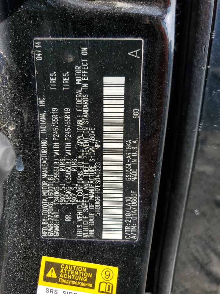 5TDDKRFH7ES040223 2014 Toyota Highlander Limited