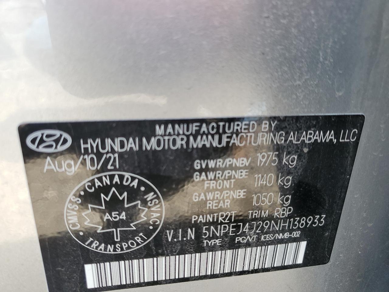 5NPEJ4J29NH138933 2022 Hyundai Sonata Sel Plus