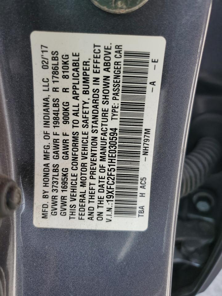 19XFC2F51HE030594 HONDA CIVIC 2017