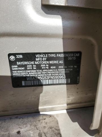 2015 BMW 328 I VIN: WBA3A5G53FNS90963 Lot: 56235284