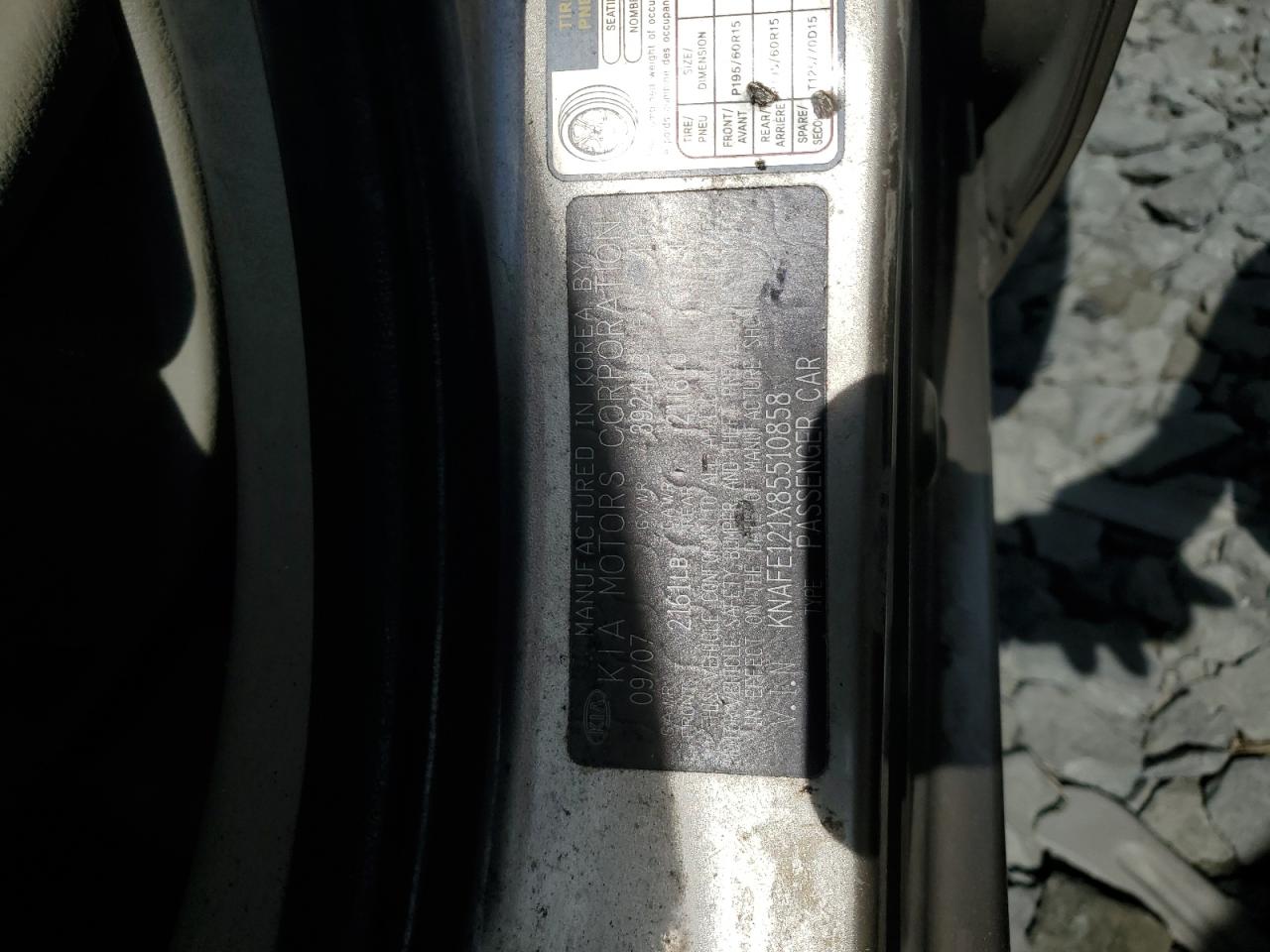 KNAFE121X85510858 2008 Kia Spectra Ex