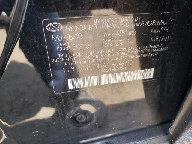 2020 Hyundai Sonata Sel VIN: 5NPEF4JA1LH046270 Lot: 53389104