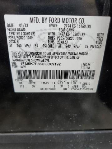 2013 Ford Explorer Limited VIN: 1FM5K7F86DGC09192 Lot: 55486024
