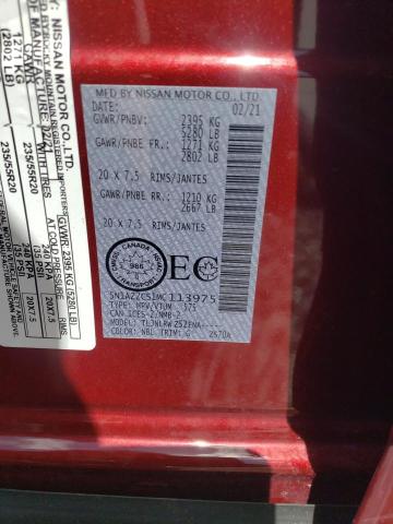 2021 Nissan Murano Sl VIN: 5N1AZ2CS1MC113975 Lot: 56473154