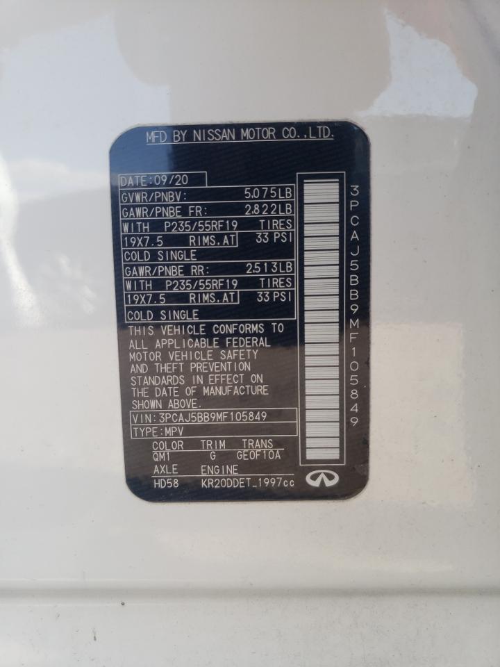 3PCAJ5BB9MF105849 2021 Infiniti Qx50 Luxe