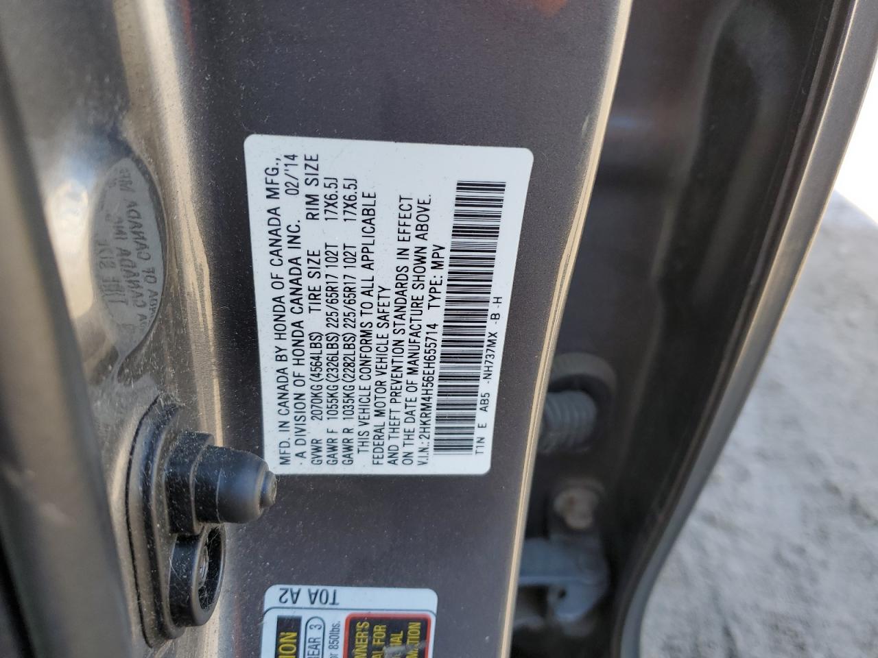 2HKRM4H56EH655714 2014 Honda Cr-V Ex