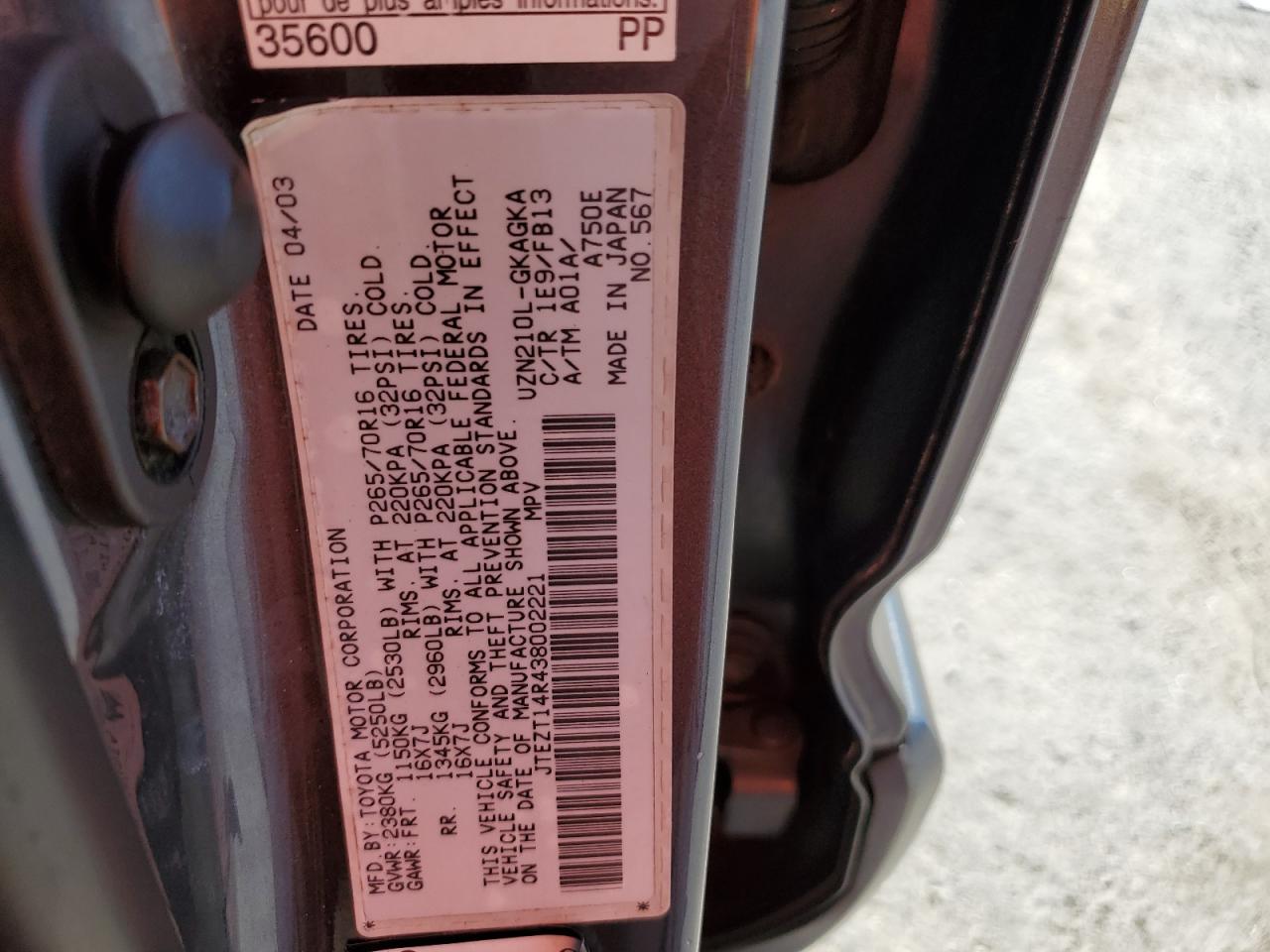 JTEZT14R438002221 2003 Toyota 4Runner Sr5