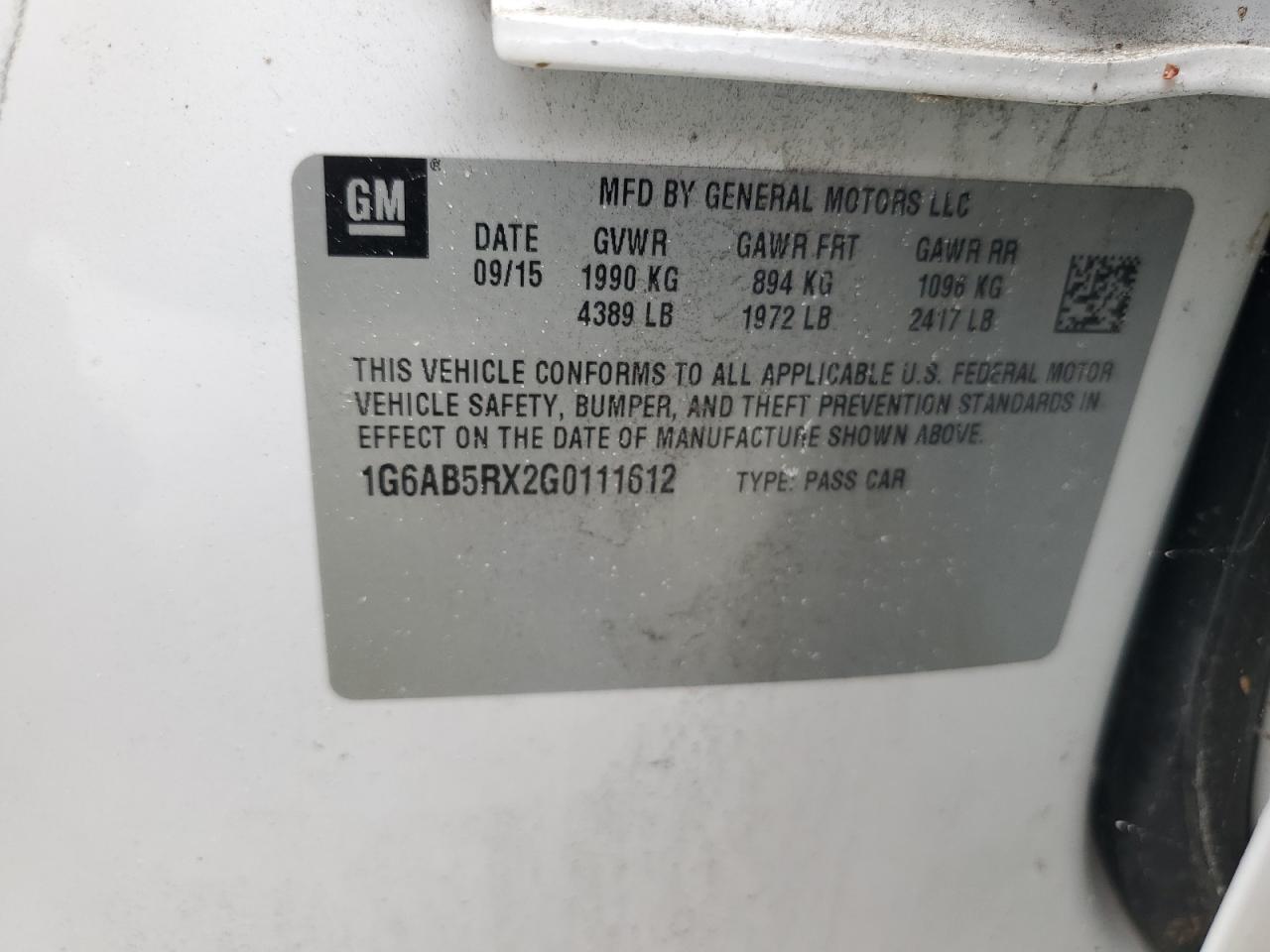 1G6AB5RX2G0111612 2016 Cadillac Ats Luxury