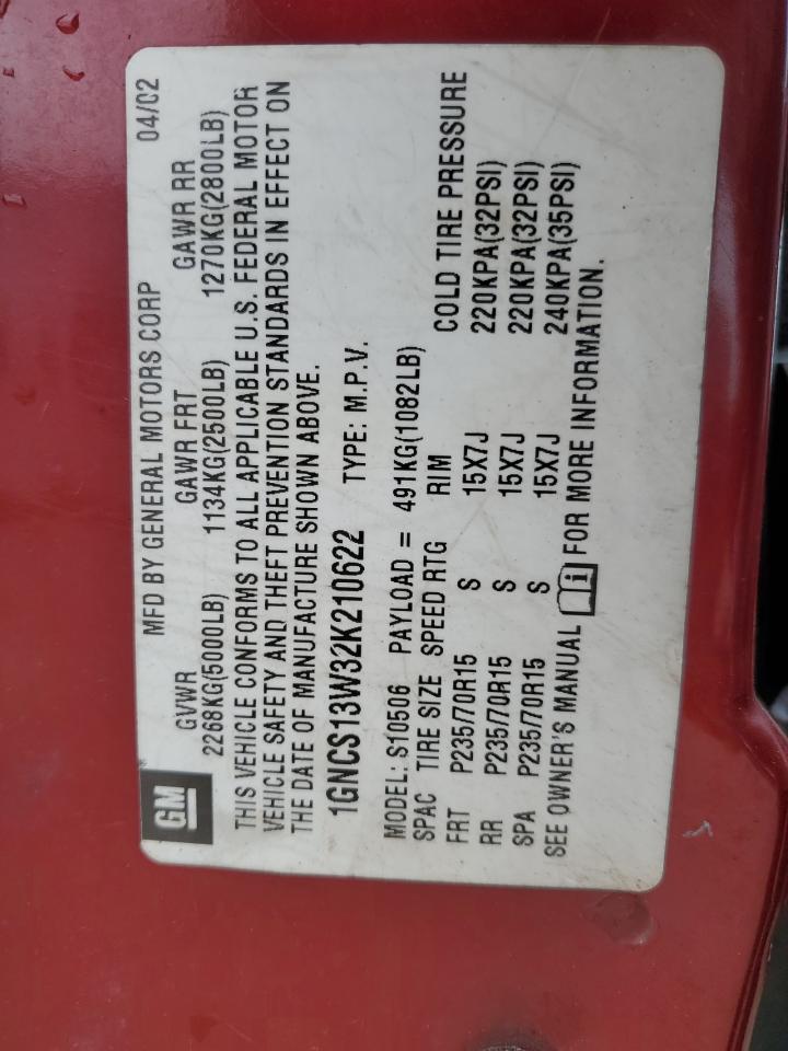 1GNCS13W32K210622 2002 Chevrolet Blazer