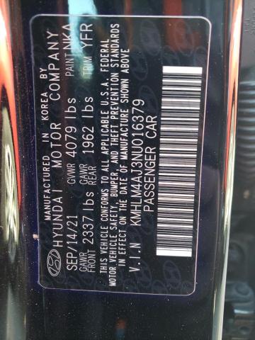 2022 Hyundai Elantra Blue VIN: KMHLM4AJ3NU016379 Lot: 53059074