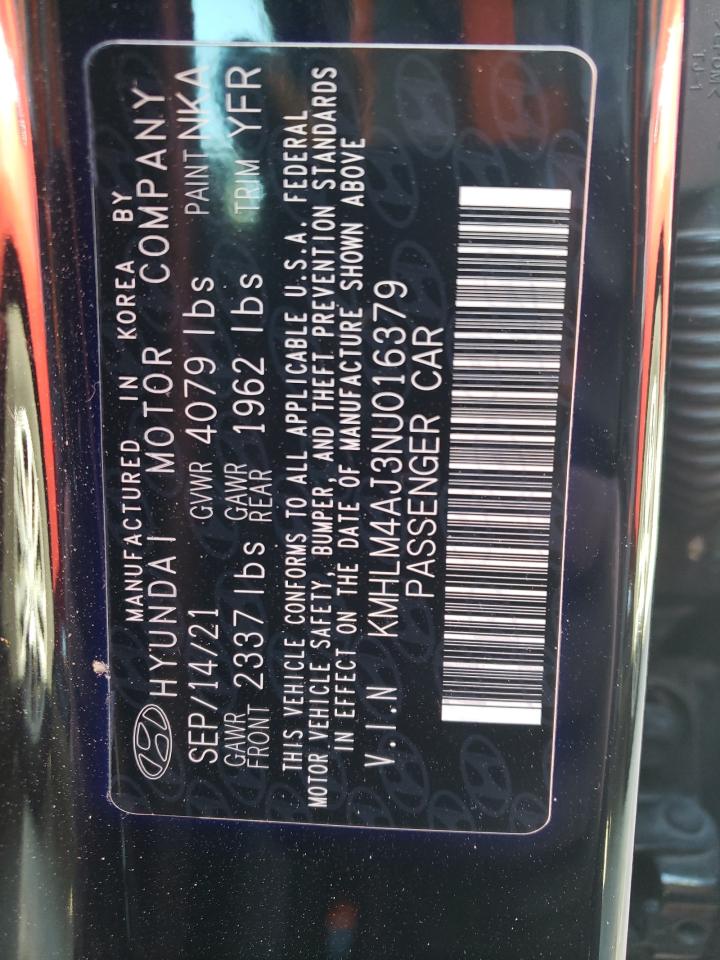 KMHLM4AJ3NU016379 2022 Hyundai Elantra Blue