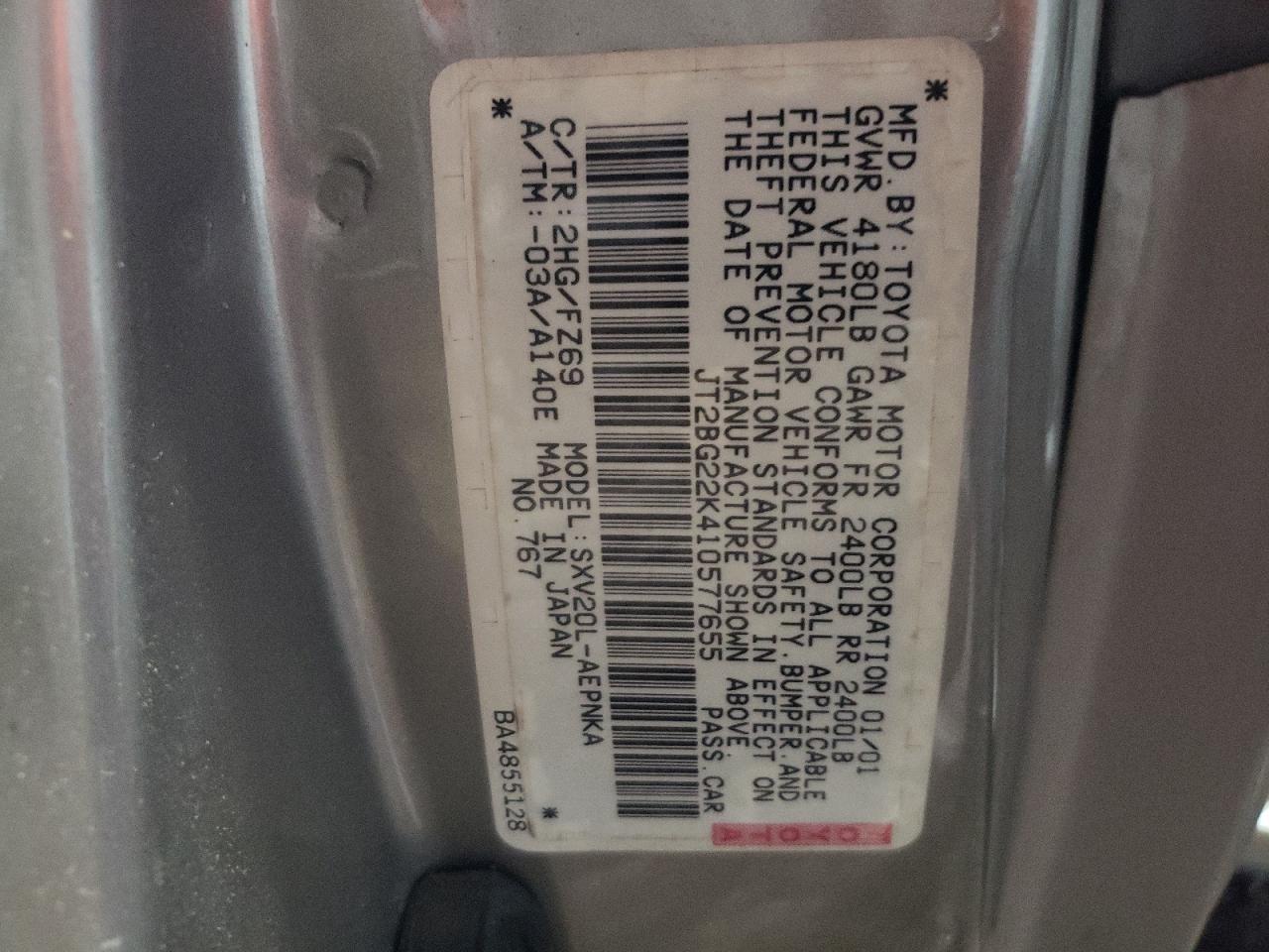 JT2BG22K410577655 2001 Toyota Camry Ce