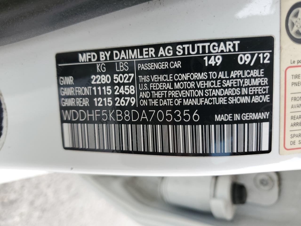 WDDHF5KB8DA705356 2013 Mercedes-Benz E 350