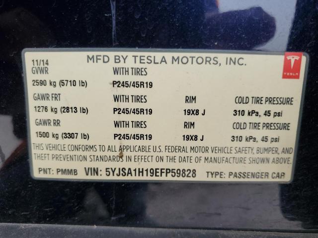 2014 Tesla Model S VIN: 5YJSA1H19EFP59828 Lot: 53980234