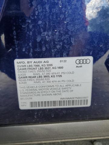 2022 Audi E-Tron Premium VIN: WA1AAAGE7NB023807 Lot: 56007184