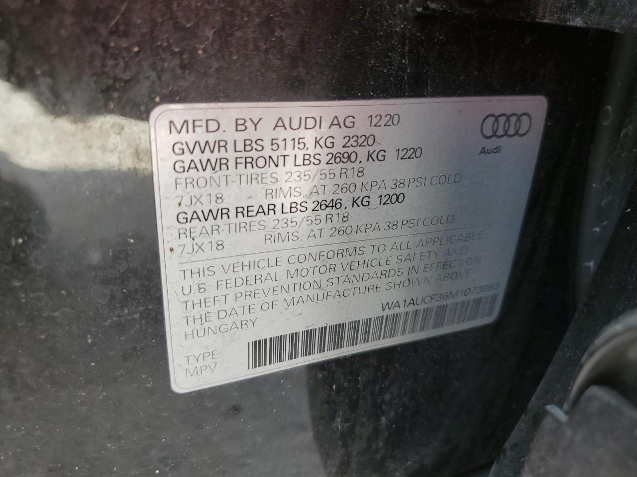 WA1AUCF36M1073993 2021 Audi Q3 Premium 40