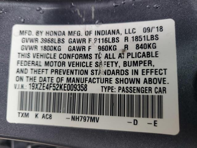 2019 Honda Insight Ex VIN: 19XZE4F52KE009358 Lot: 55460034