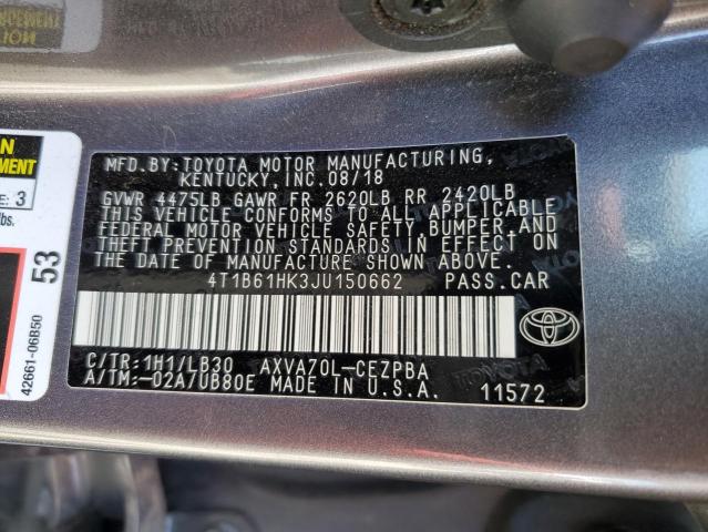 2018 Toyota Camry Xse VIN: 4T1B61HK3JU150662 Lot: 54515334