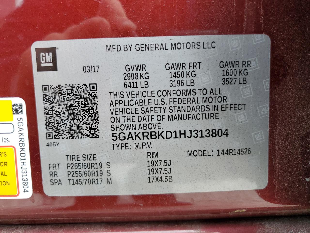 5GAKRBKD1HJ313804 2017 Buick Enclave