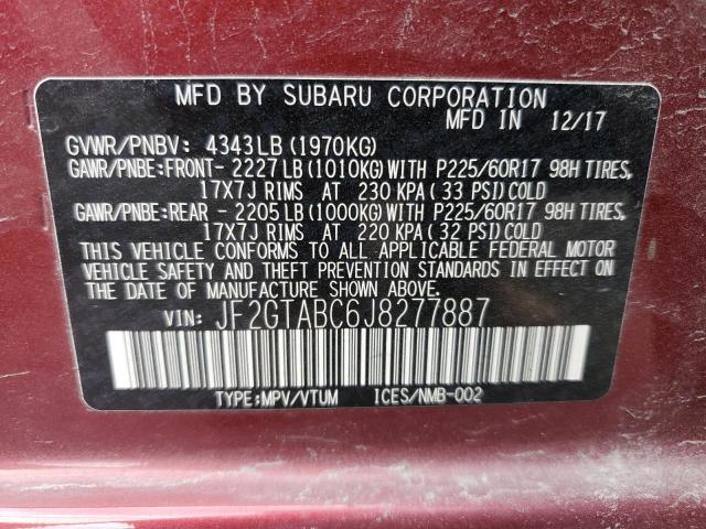 2018 Subaru Crosstrek Premium VIN: JF2GTABC6J8277887 Lot: 55275464