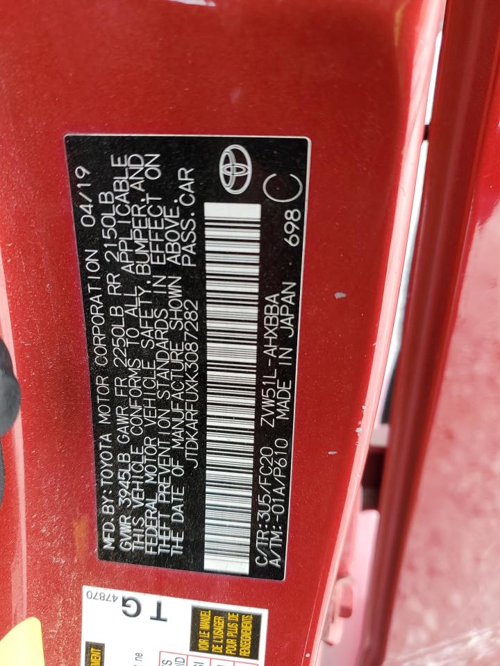 JTDKARFUXK3087282 2019 Toyota Prius