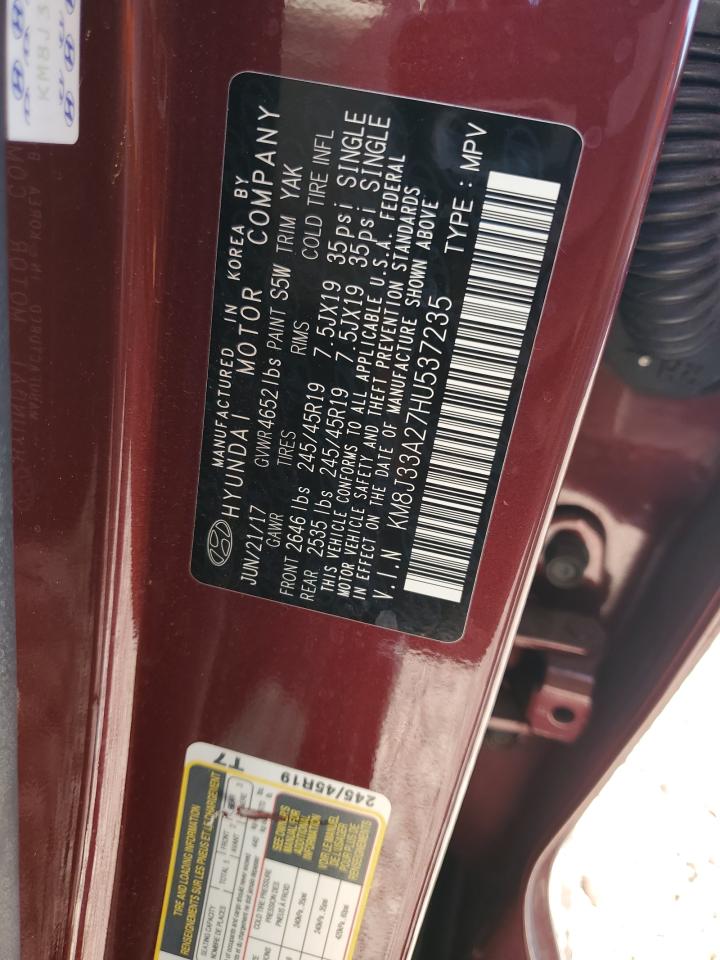 KM8J33A27HU537235 2017 Hyundai Tucson Limited