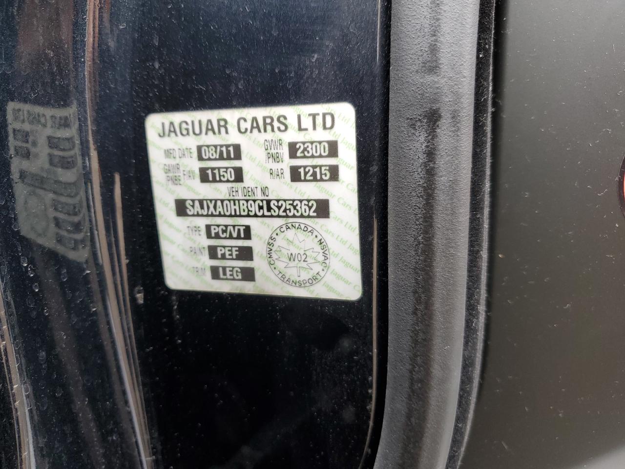 SAJXA0HB9CLS25362 2012 Jaguar Xf Portfolio