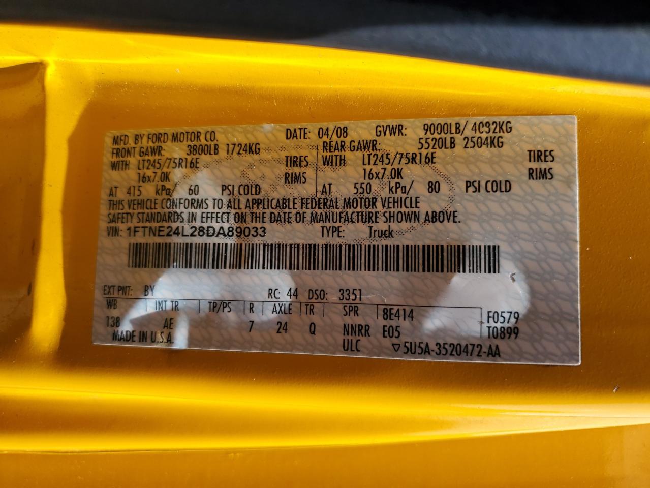 1FTNE24L28DA89033 2008 Ford Econoline E250 Van