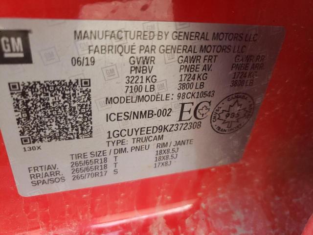 2019 CHEVROLET SILVRK1500 1GCUYEED9KZ372308