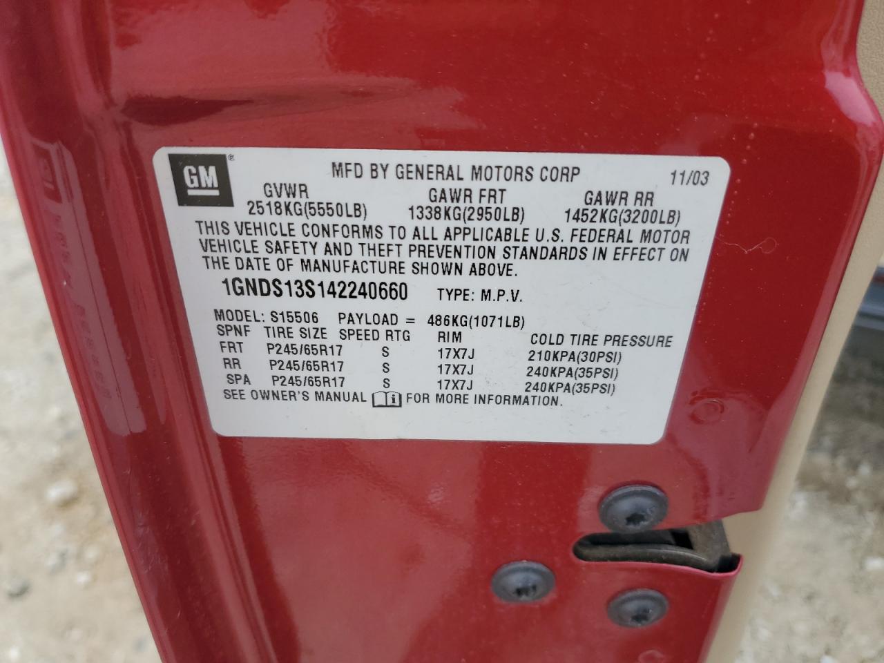 1GNDS13S142240660 2004 Chevrolet Trailblazer Ls