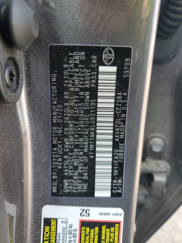 4T1M11AK8LU931195 2020 Toyota Camry Se