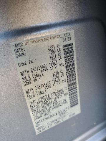 2019 Nissan Murano S VIN: 5N1AZ2MS2KN135872 Lot: 52851224