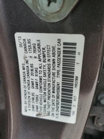 2013 Honda Civic Lx VIN: 2HGFB2F58DH556241 Lot: 55970884