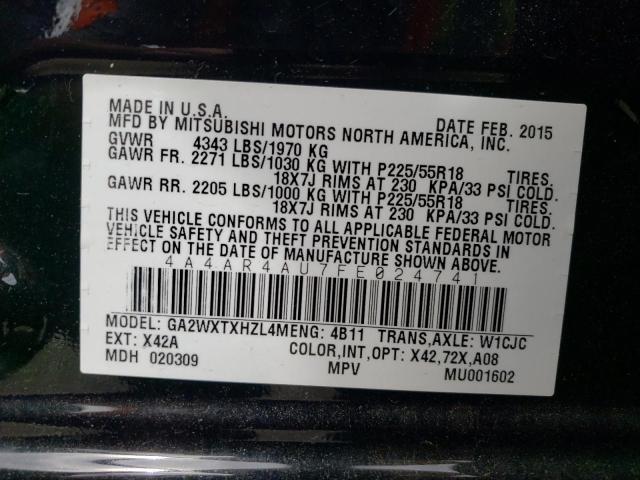 2015 Mitsubishi Outlander Sport Se VIN: 4A4AR4AU7FE024741 Lot: 55082204