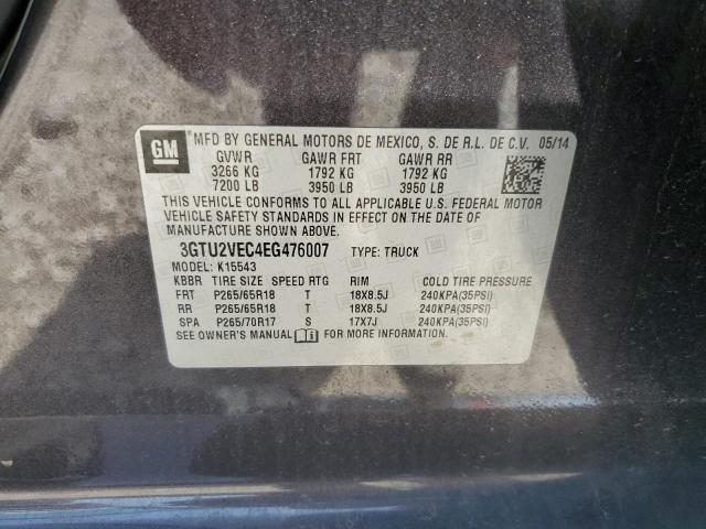 2014 GMC Sierra K1500 Slt VIN: 3GTU2VEC4EG476007 Lot: 56807404