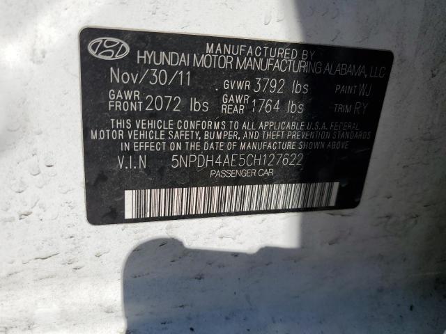 2012 Hyundai Elantra Gls VIN: 5NPDH4AE5CH127622 Lot: 54769104